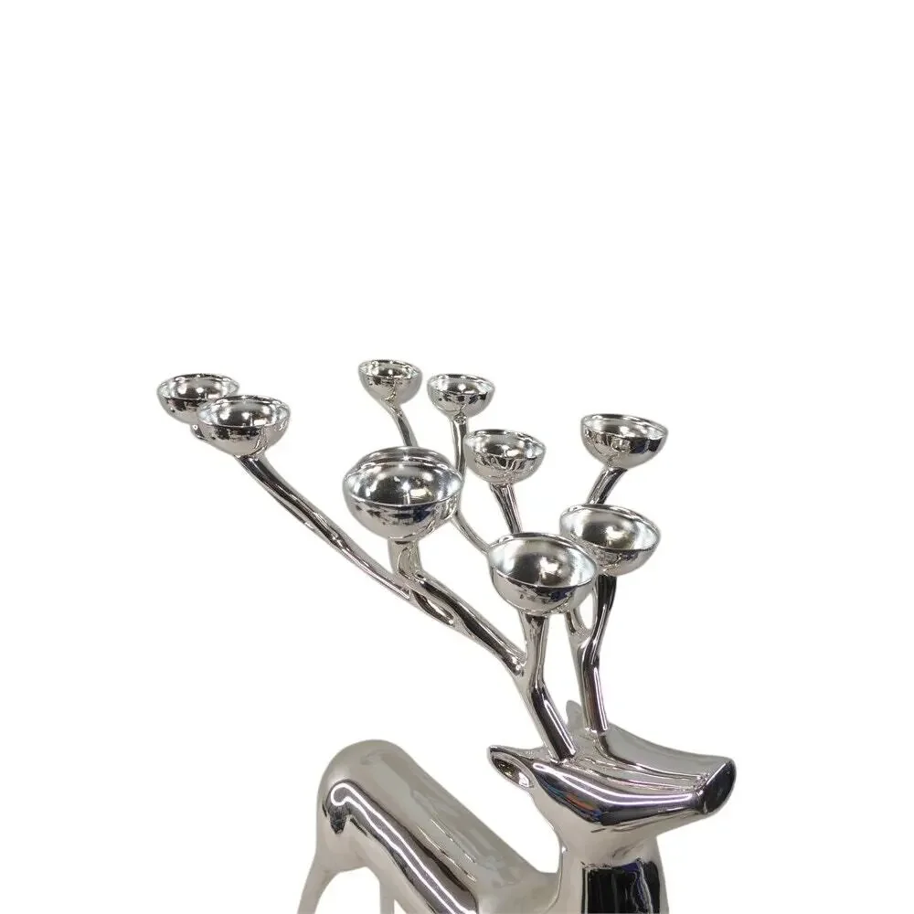 Pottery Barn Silver Finish Reindeer Candelabra 10 point